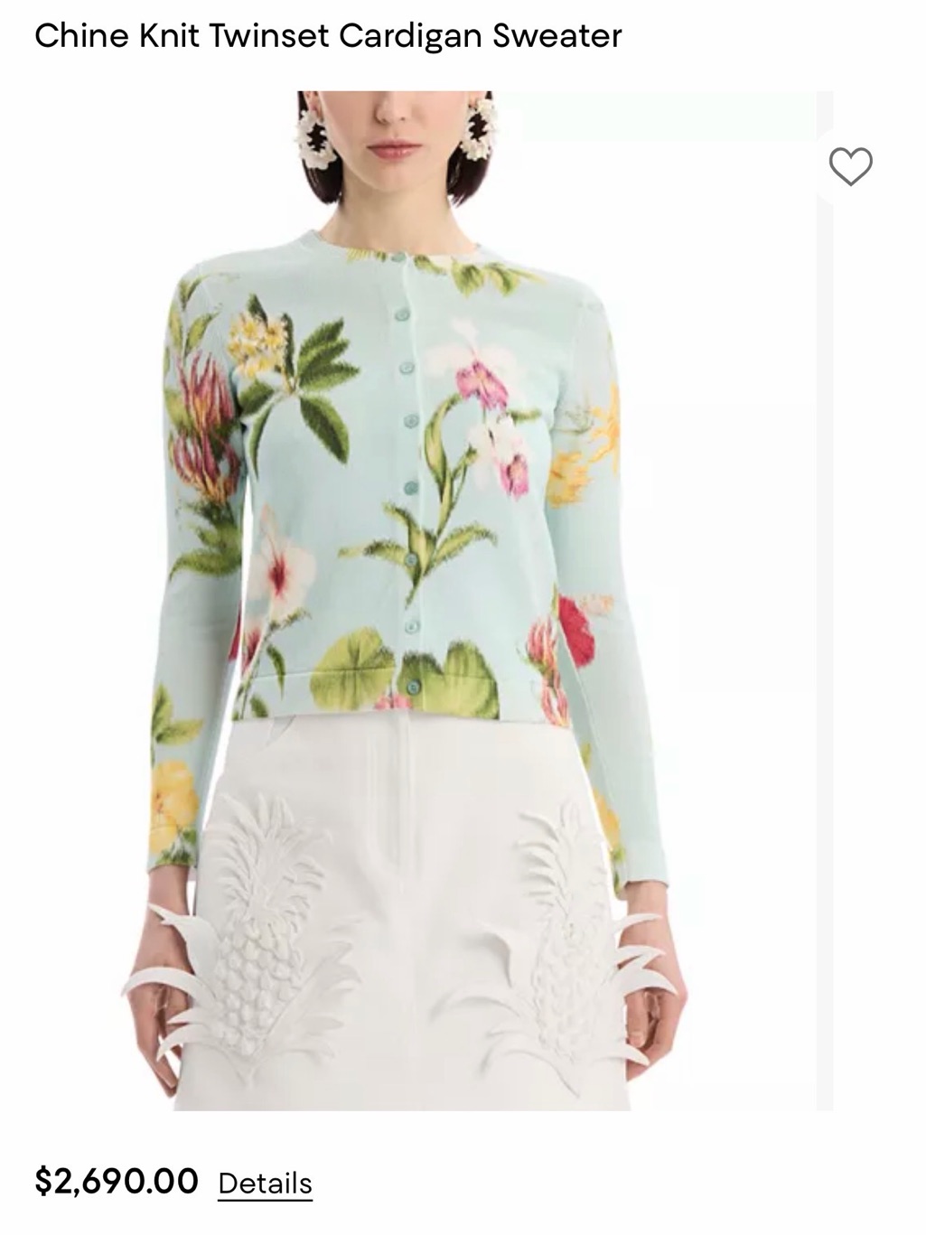 Floral Knit Twinset Cardigan Sweater - Light Blue